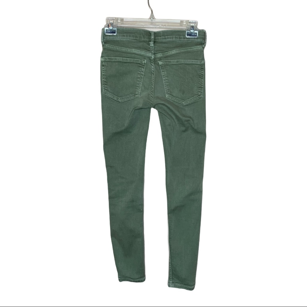 Free People Olive Green Distressed Skinny Jeans 24 - Picture 5 of 16